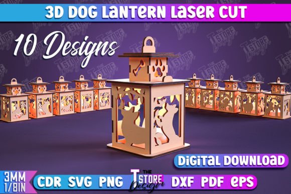3D Dog Lantern Laser Cut Bundle CNC