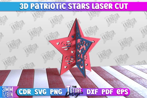 3D Patriotic Stars Decorative Stars