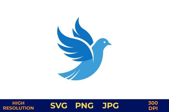 Blue Dove in Flight Vector Art Peace