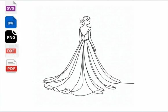 Bride One Line Drawing SVG Wedding