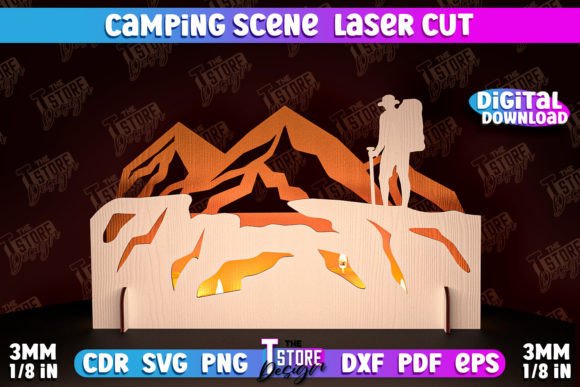 Camping Scene Laser Cut 3D Candle Box