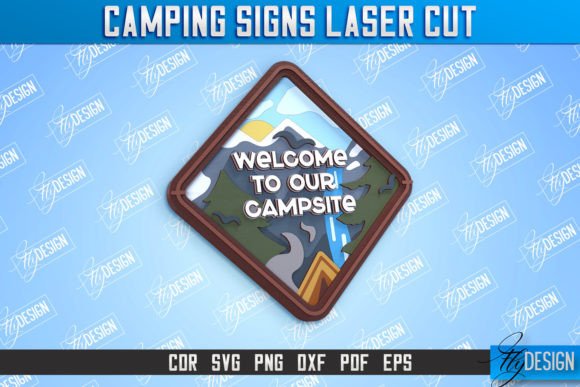 Camping Sign 3D Stand Adventure CNC