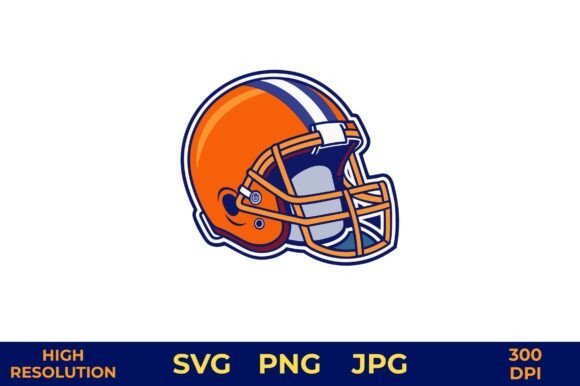 Football Helmet Vector Art in Orange