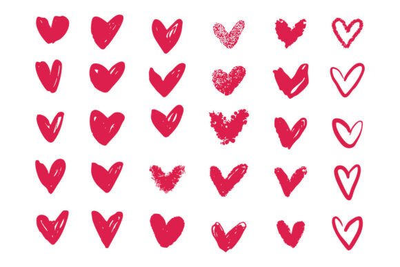 Heart Doodle Clipart Set Love Sketch