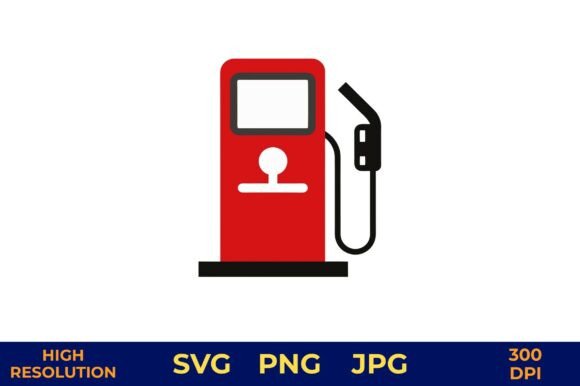 Red Fuel Pump Icon Isolated Illustration Review for Embroidery Projects