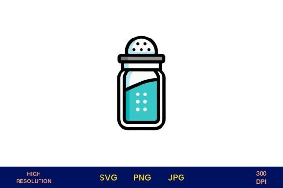 Salt Shaker Icon in Teal Vector Design: A Minimalist Embroidery Gem