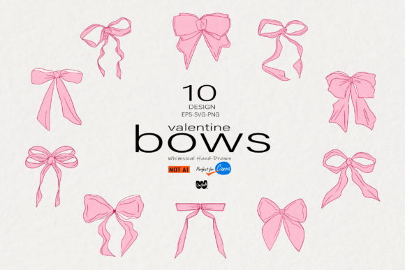 Valentine Bows Clipart PNG SVG Bundle for Embroidery Projects