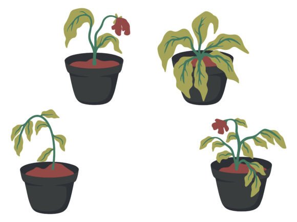 Wilted Plant in Pot Illustration